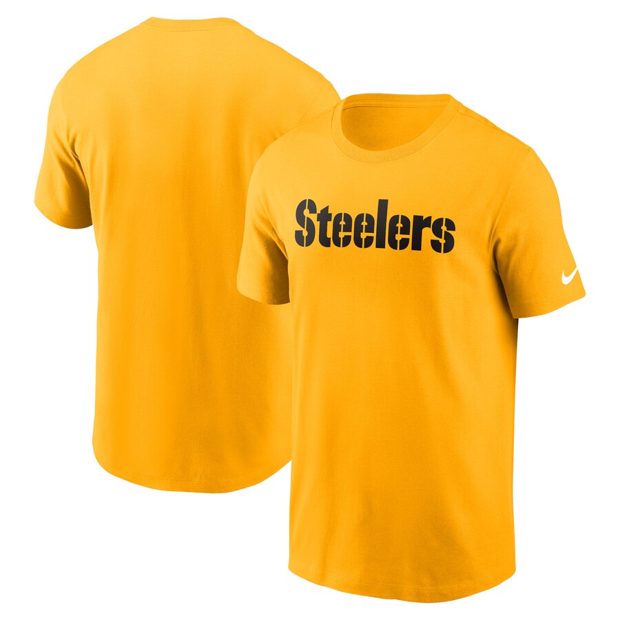 Men's Pittsburgh Steelers Nike Gold Primetime Wordmark Essential T-Shirt - Jersey