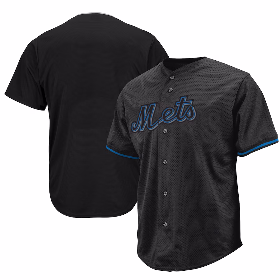 Men's New York Mets Black Big & Tall Pop Fashion Jersey - Jersey