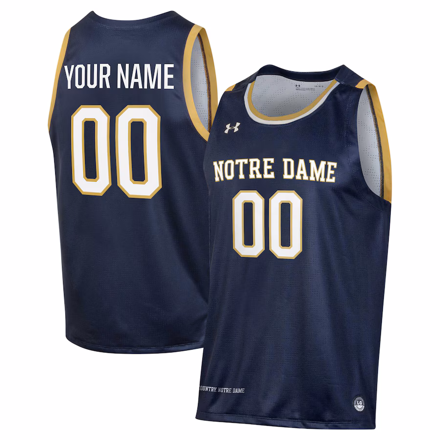 Notre Dame Fighting Irish Under Armour Custom Alternate Basketball Jersey - Navy - Jersey