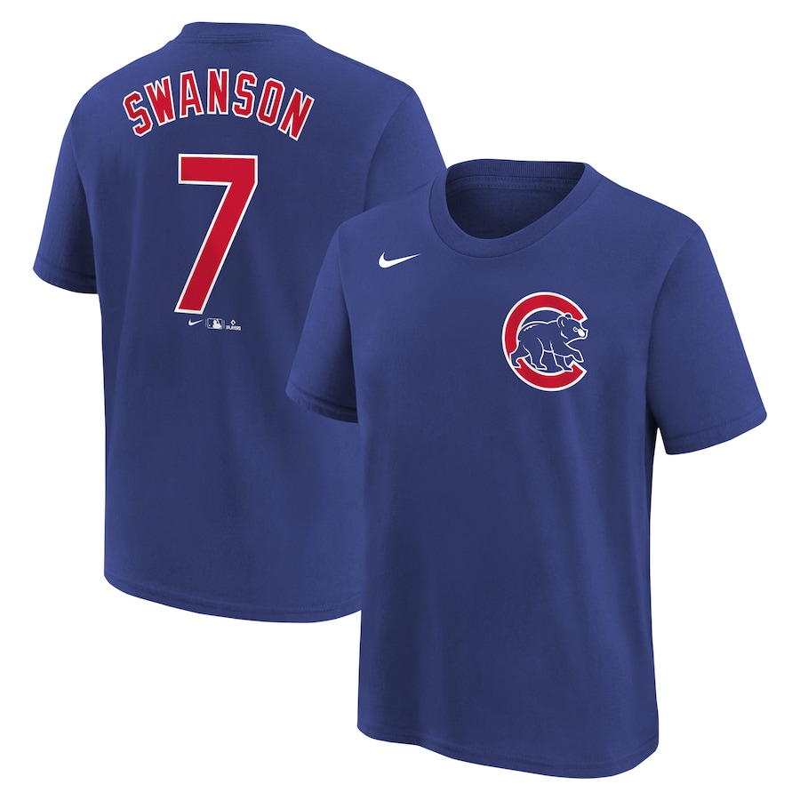 Youth Chicago Cubs Dansby Swanson Nike Royal Home Player Name & Number T-Shirt - Jersey
