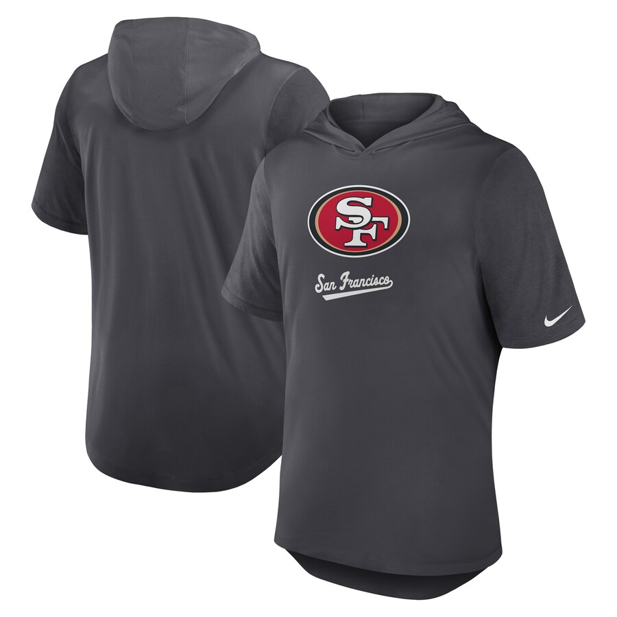 Men's San Francisco 49ers Nike Anthracite Tri-Blend Performance Hoodie T-Shirt - Jersey