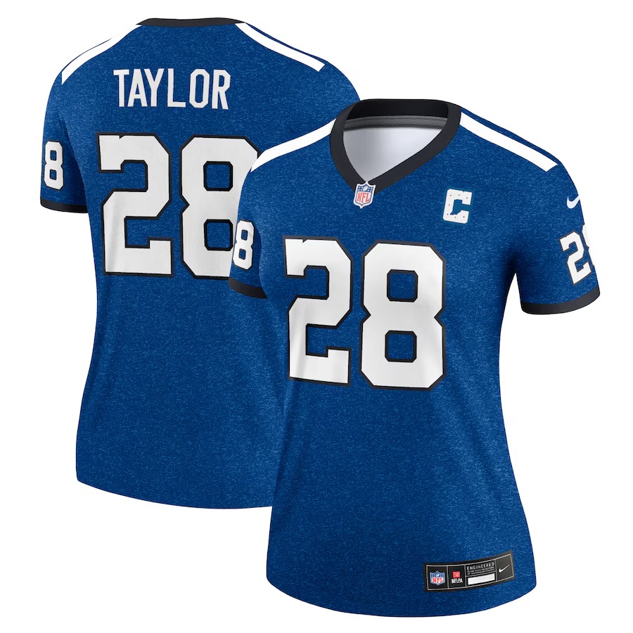 Women's Indianapolis Colts Jonathan Taylor Nike Royal Alternate Legend Player Performance Top - Jersey