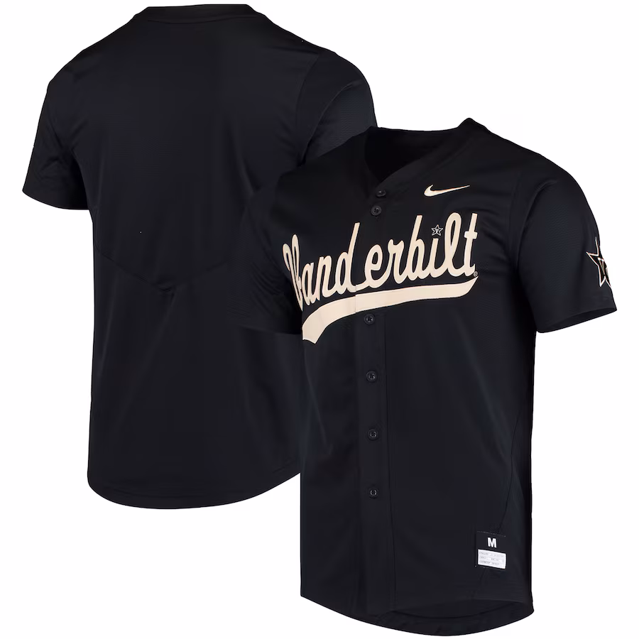 Men's Nike Black Vanderbilt Commodores Vapor Untouchable Elite Replica Full-Button Baseball Jersey - Jersey