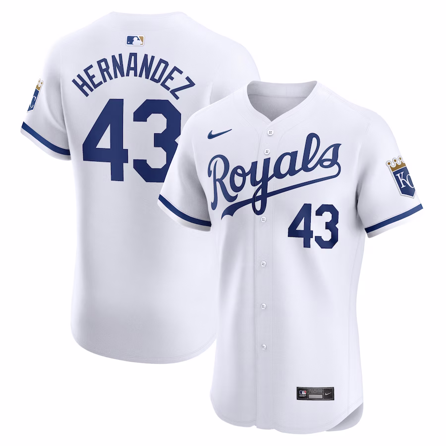 Men's Kansas City Royals Carlos Hernández Nike White Home Elite Player Jersey - Jersey