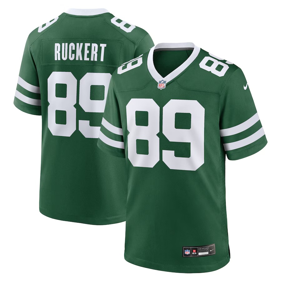 Men's New York Jets Jeremy Ruckert Nike Legacy Green Team Game Jersey - Jersey