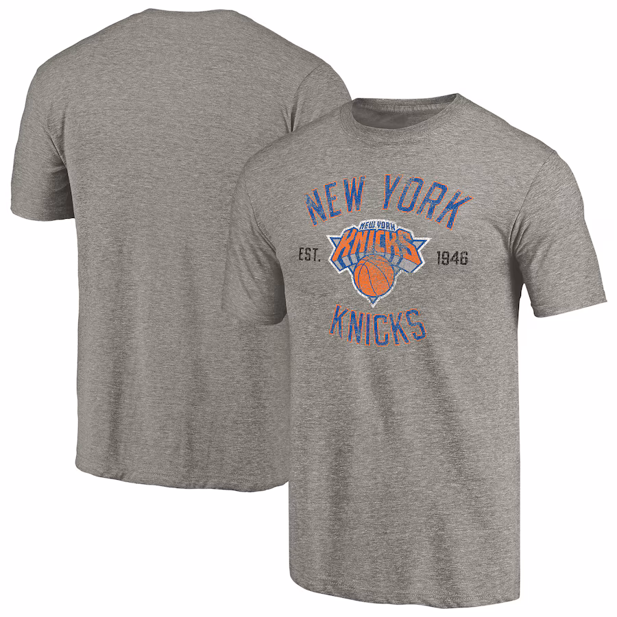 Men's New York Knicks Gray Team Heritage Tri-Blend T-Shirt - Jersey