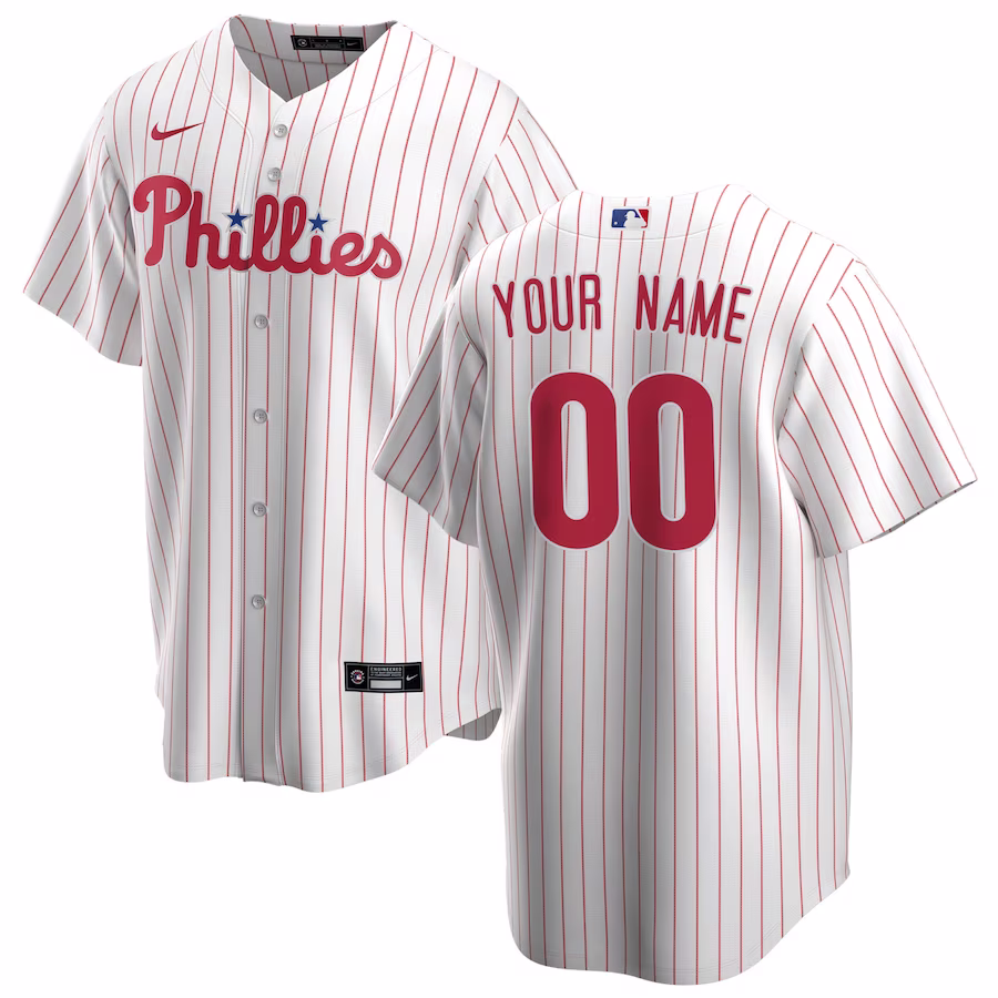 Men's Philadelphia Phillies Nike White Home Replica Custom Jersey - Jersey