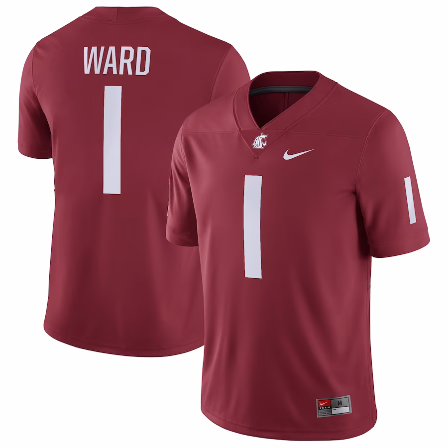 Cameron Ward Washington State Cougars Nike NIL Replica Football Jersey - Crimson - Jersey