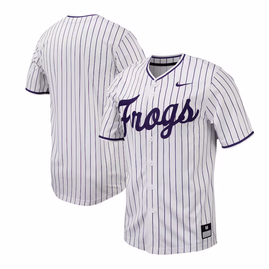 TCU Horned Frogs Nike Pinstripe Replica Baseball Jersey - White - Jersey