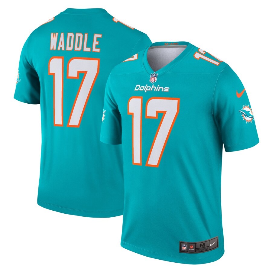 Men's Miami Dolphins Jaylen Waddle Nike Aqua Legend Jersey - Jersey