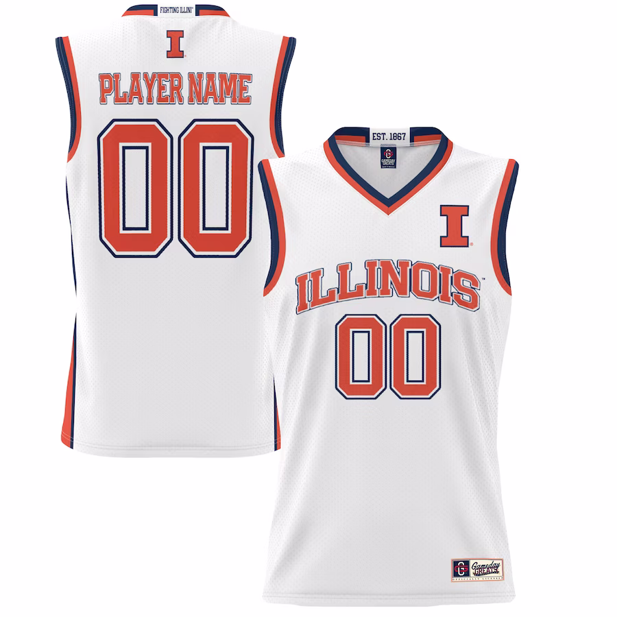 Illinois Fighting Illini GameDay Greats Youth NIL Pick-A-Player Women's Lightweight Basketball Jersey - White - Jersey