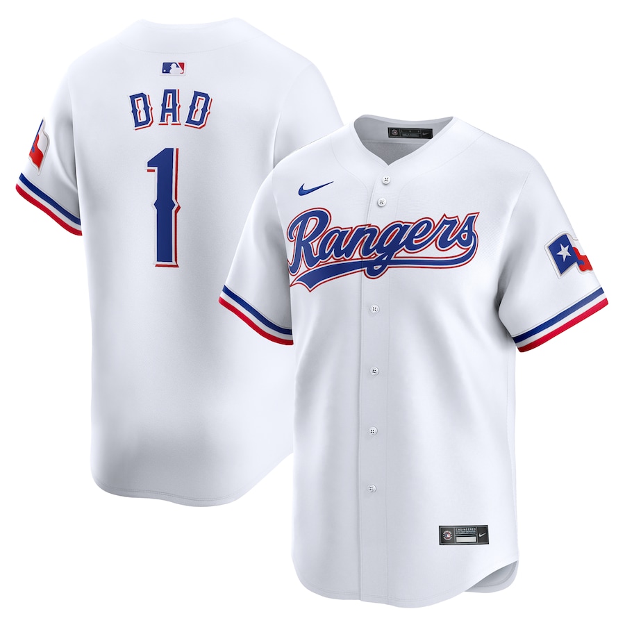 Men's Texas Rangers Nike White #1 Dad Home Limited Jersey - Jersey
