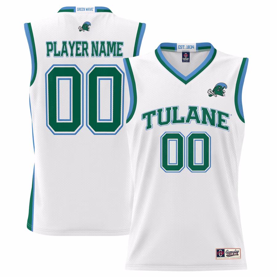 Tulane Green Wave GameDay Greats Men's NIL Pick-A-Player Lightweight Basketball Jersey - White - Jersey