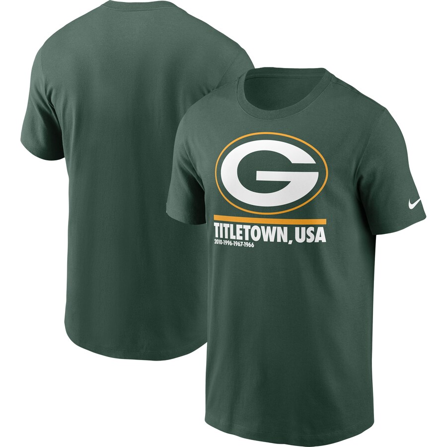 Men's Green Bay Packers Nike Green Hometown Collection Title Town T-Shirt - Jersey