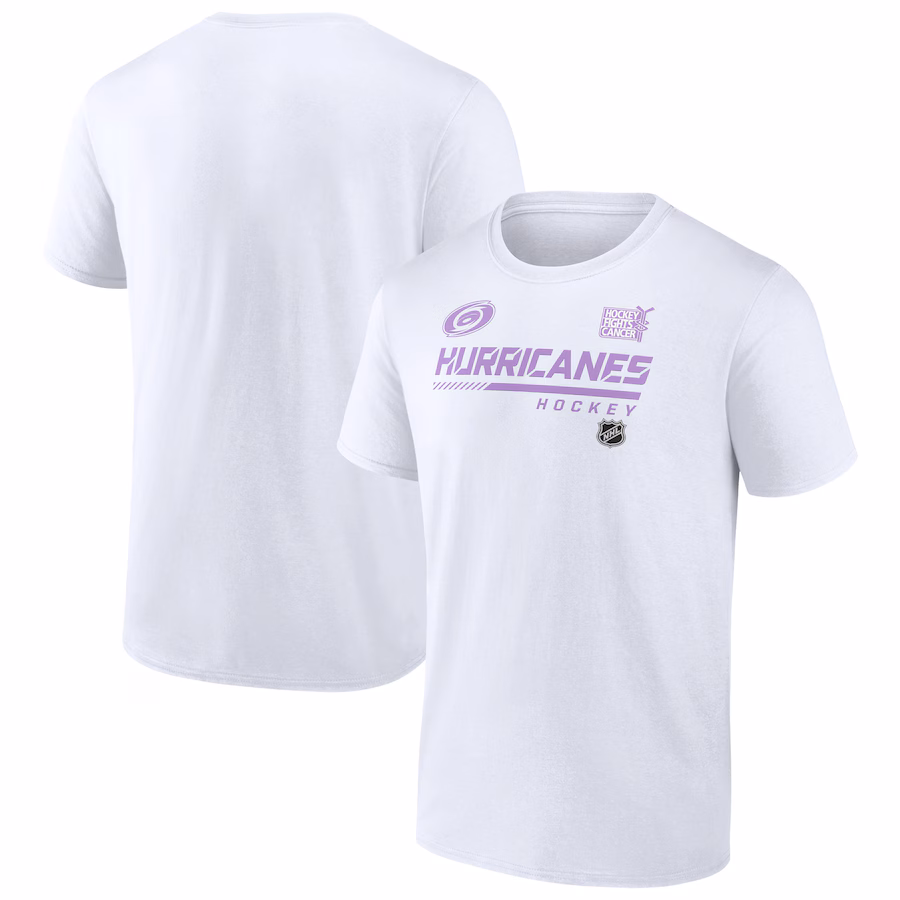 Men's Carolina Hurricanes White NHL Hockey Fights Cancer T-Shirt - Jersey