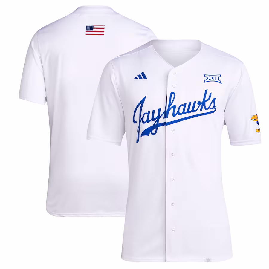 Kansas Jayhawks adidas Team Baseball Jersey - White - Jersey