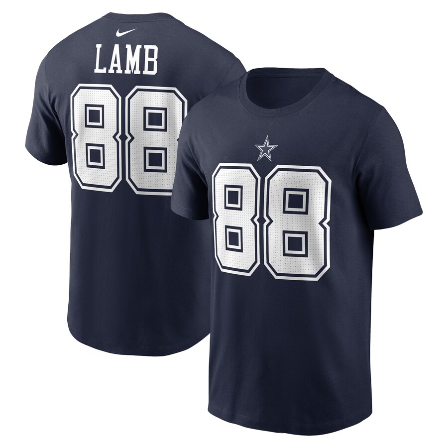 Men's Dallas Cowboys CeeDee Lamb Nike  Navy  Player Name & Number T-Shirt - Jersey