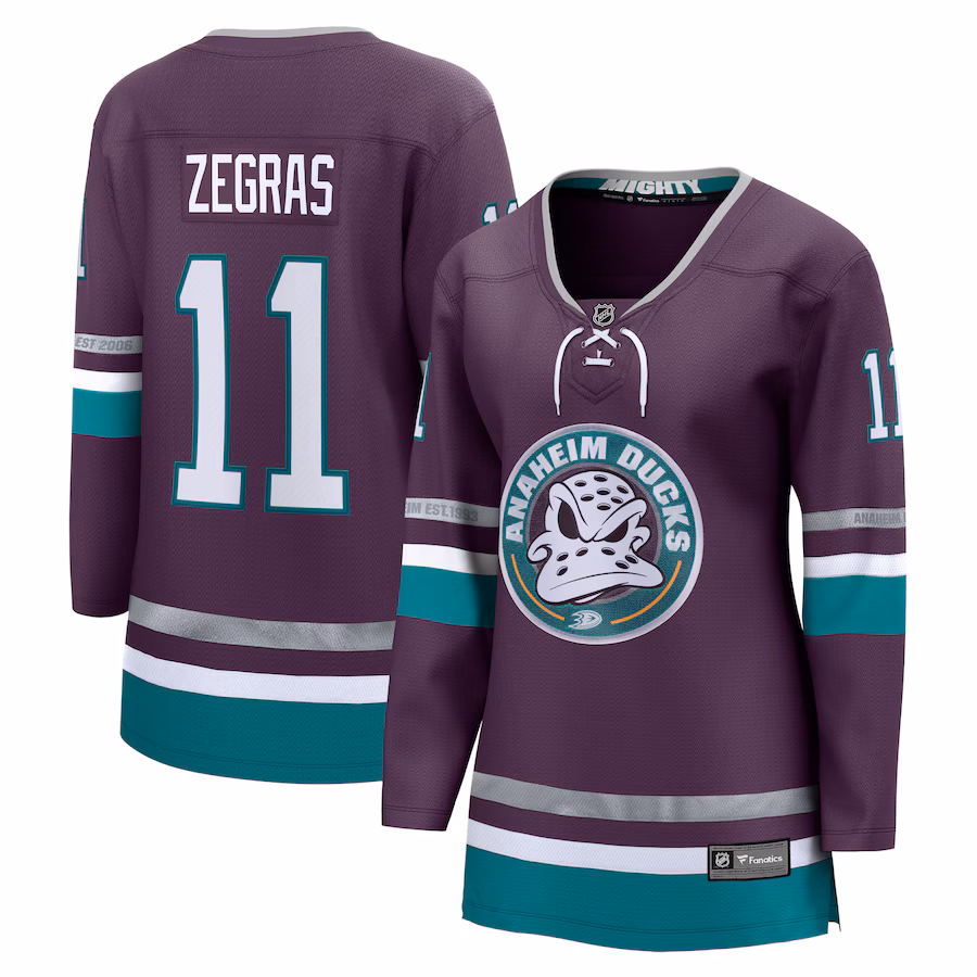 Women's Anaheim Ducks Trevor Zegras Fanatics Purple Alternate Premier Breakaway Player Jersey - Jersey
