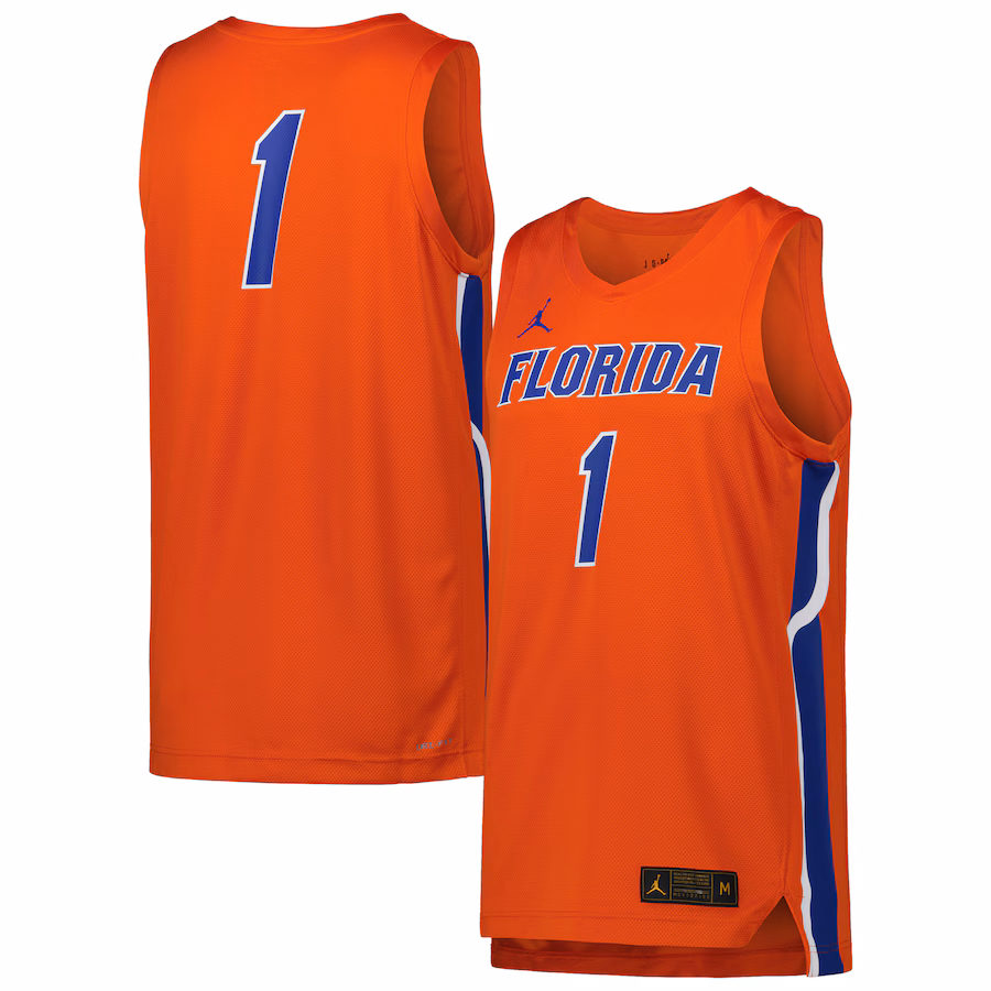 Men's Jordan Brand #1 Orange Florida Gators Team Replica Basketball Jersey - Jersey