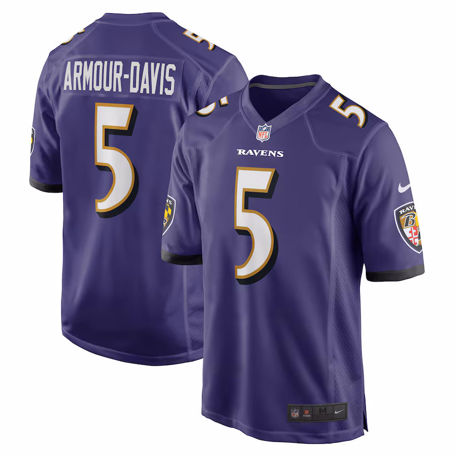 Men's Baltimore Ravens Jalyn Armour-Davis Nike Purple Game Player Jersey - Jersey