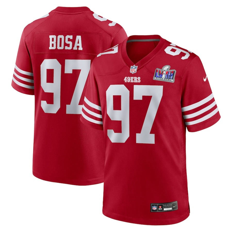 Men's San Francisco 49ers Nick Bosa Nike Scarlet Super Bowl LVIII Game Jersey - Jersey