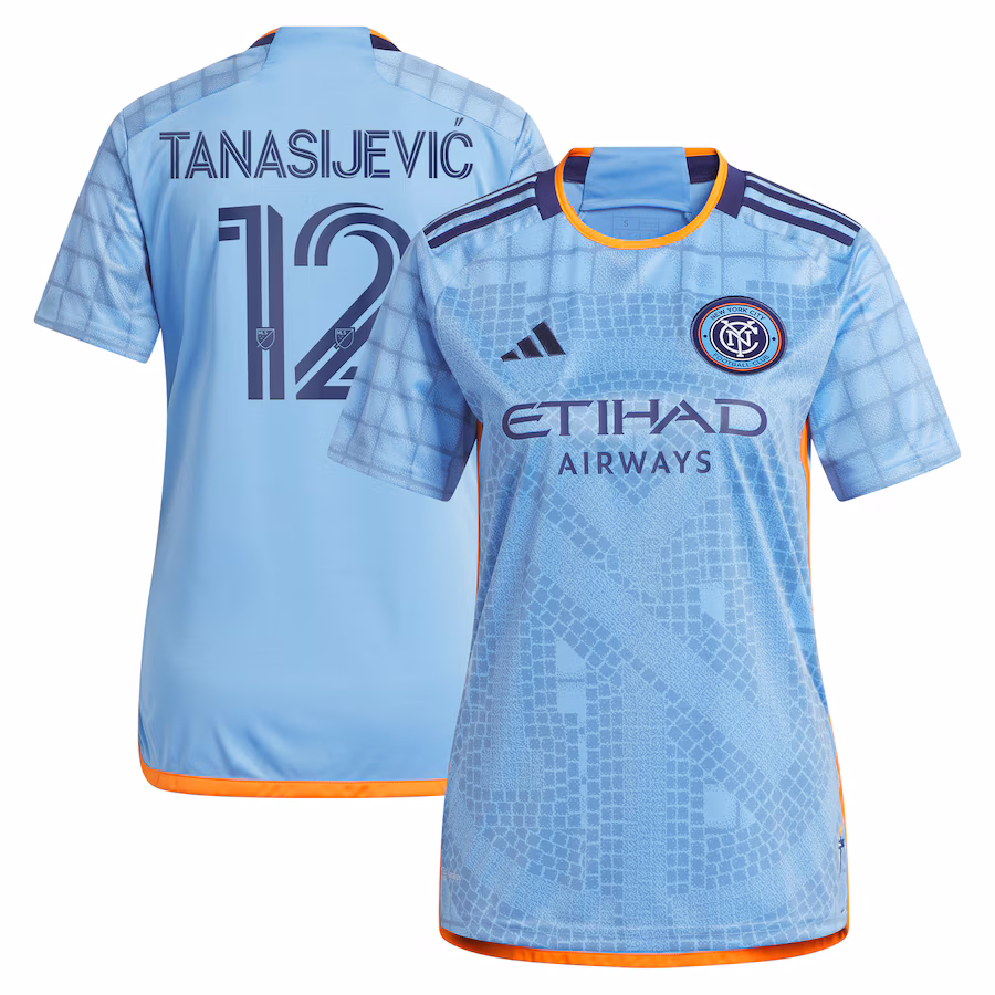 Women's New York City FC Strahinja Tanasijevic adidas Light Blue 2024 The Interboro Kit Replica Player Jersey - Jersey