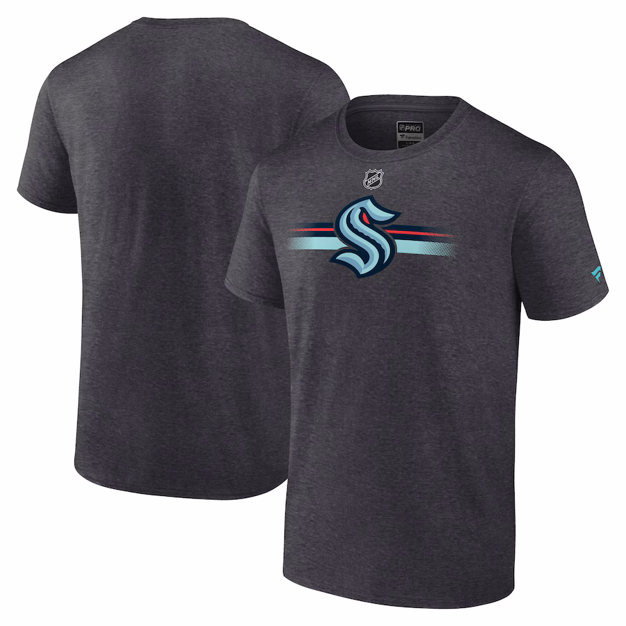 Men's Seattle Kraken Fanatics Heather Charcoal Authentic Pro Secondary T-Shirt - Jersey