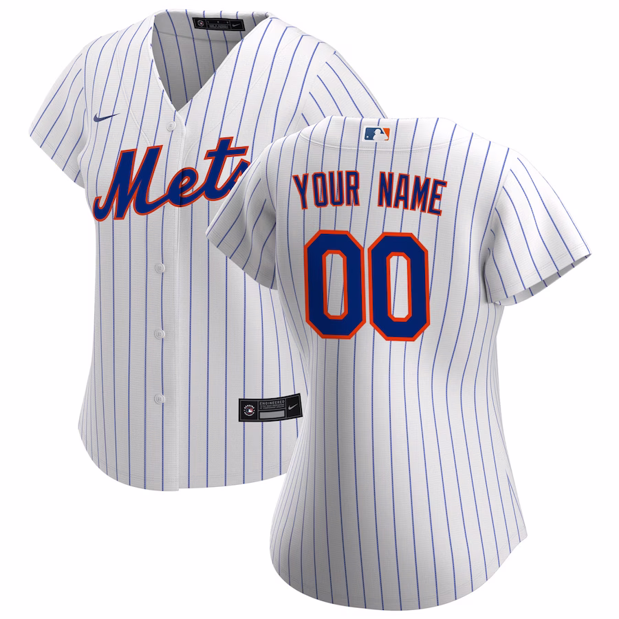 Women's New York Mets Nike White Home Replica Custom Jersey - Jersey