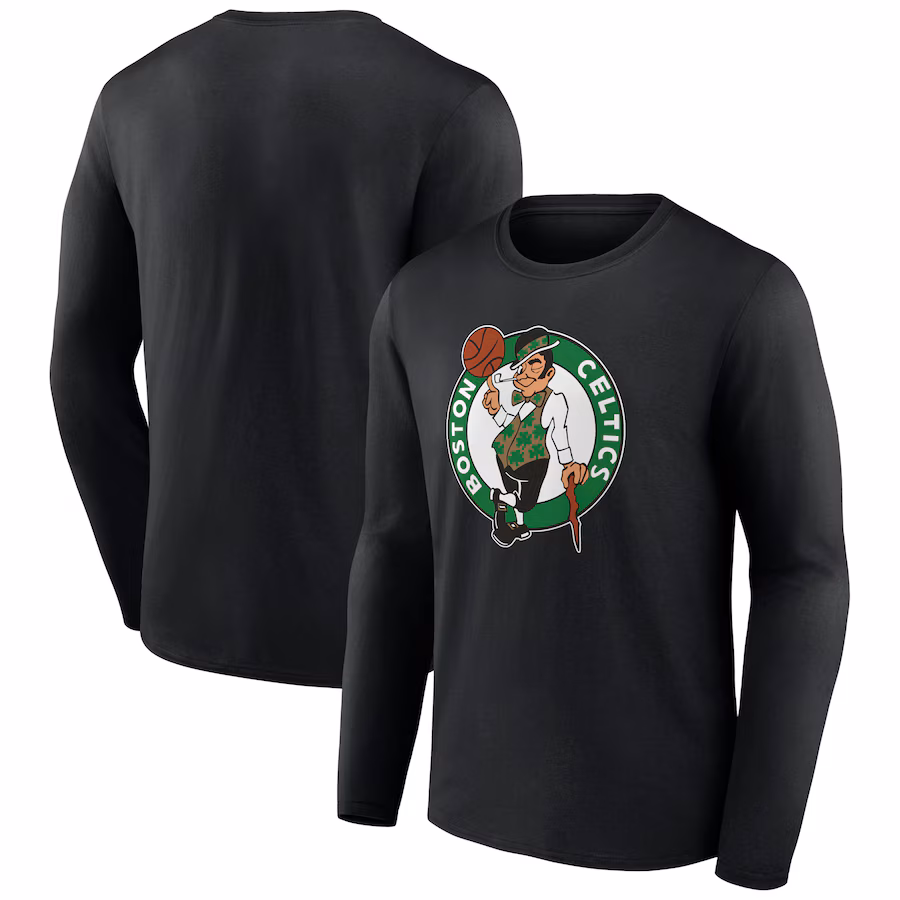Men's Boston Celtics Black Primary Logo Long Sleeve T-Shirt - Jersey
