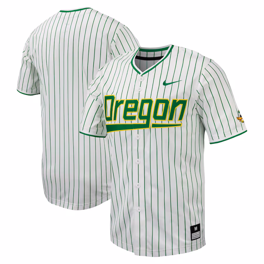 Oregon Ducks Nike Pinstripe Replica Baseball Jersey - White - Jersey