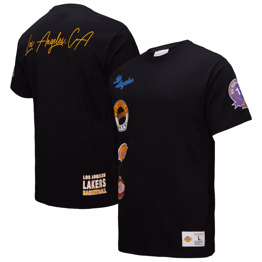 Men's Los Angeles Lakers Black Black Out Collection Vintage Premium T-Shirt - Jersey