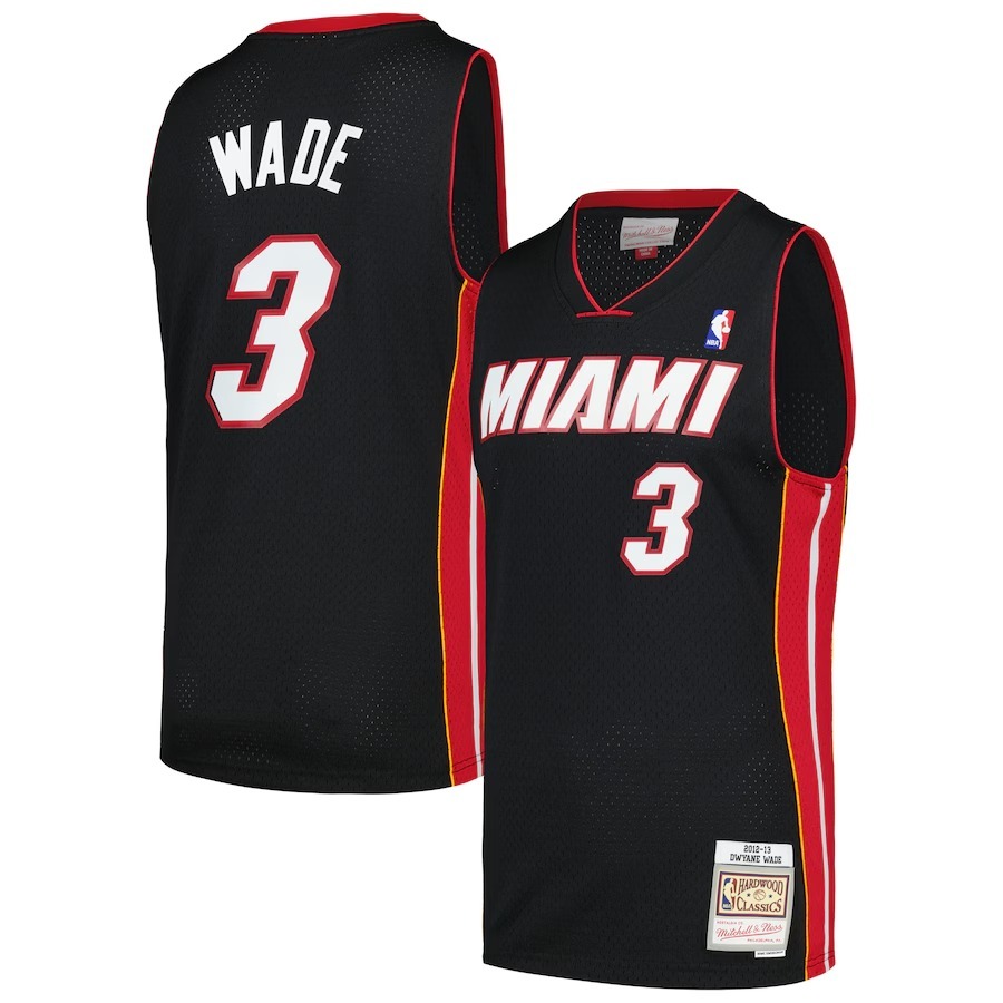 Men's Miami Heat Dwyane Wade Mitchell & Ness Black 2012/13 Hardwood Classics Swingman Jersey - Jersey