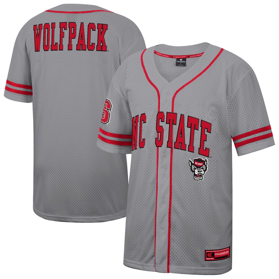 Men's Colosseum Gray NC State Wolfpack Free Spirited Baseball Jersey - Jersey