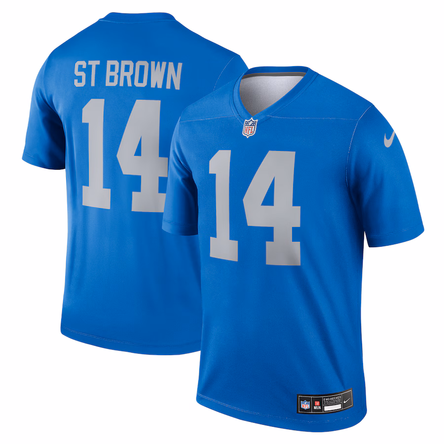 Men's Detroit Lions Amon-Ra St. Brown Nike Blue Alternate Legend Player Performance Top - Jersey