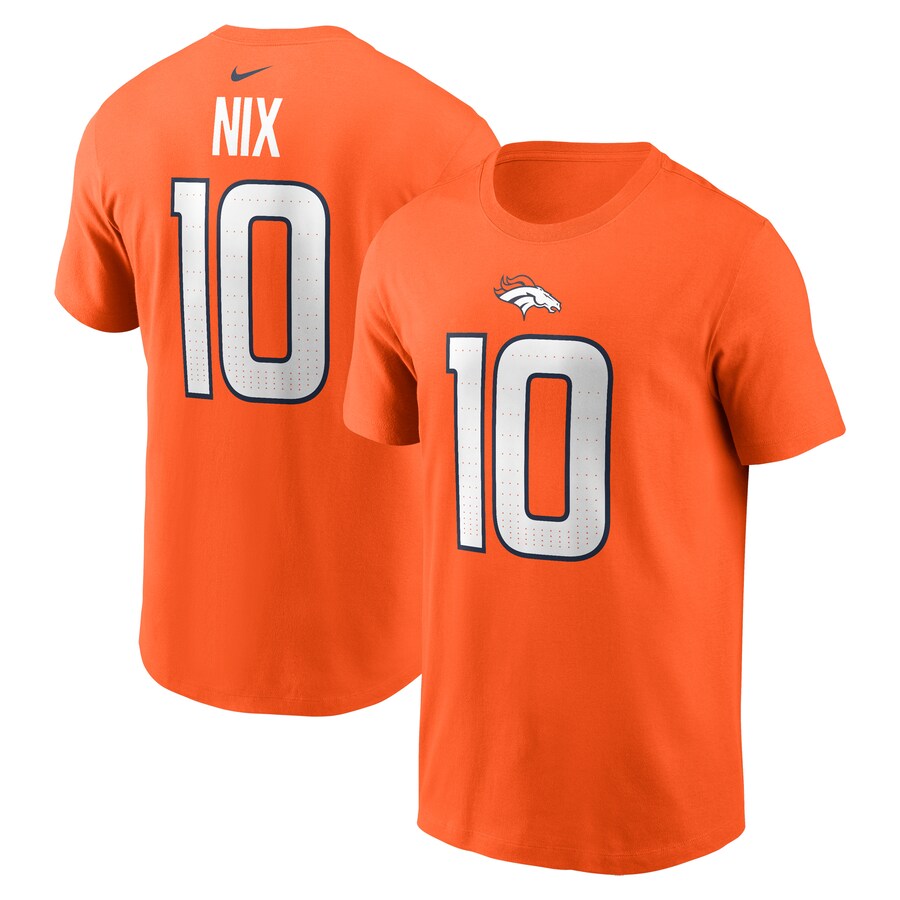 Youth Denver Broncos Bo Nix Nike Orange Name & Number T-Shirt - Jersey