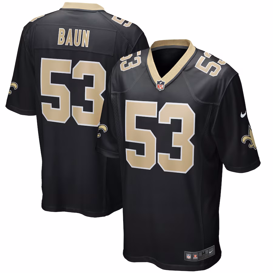 Men's New Orleans Saints Zack Baun Nike Black Game Player Jersey - Jersey