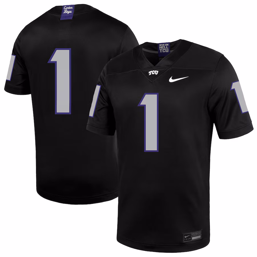 Men's Nike #1 Black TCU Horned Frogs Untouchable Football Jersey - Jersey