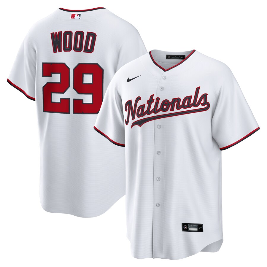 Men's Washington Nationals James Wood Nike White Home Replica 2.0 Player Jersey - Jersey
