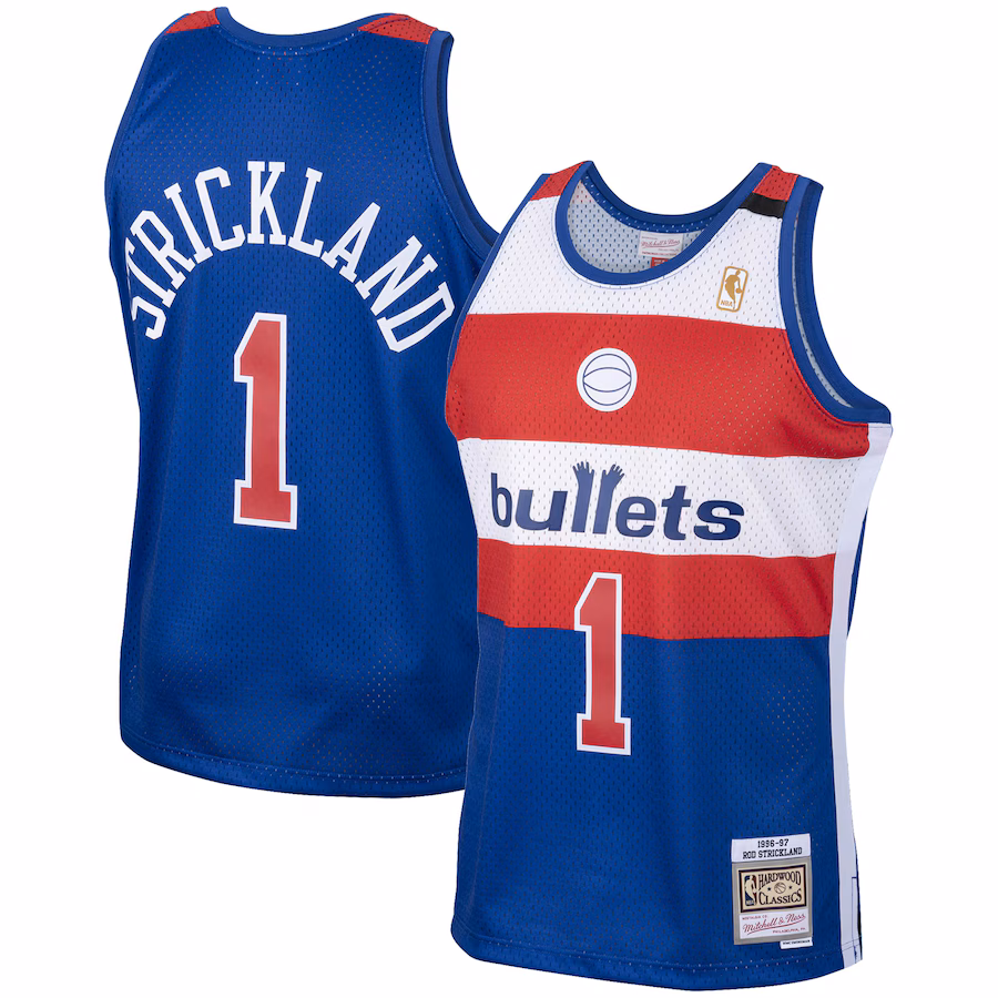Men's Washington Bullets Rod Strickland Mitchell & Ness Royal 2001/02 Hardwood Classics Swingman Jersey - Jersey