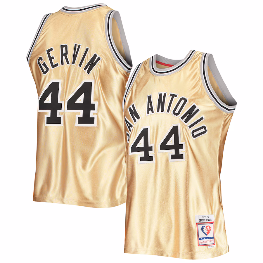 Men's San Antonio Spurs George Gervin Gold Mitchell & Ness 75th Anniversary 1977/78 Hardwood Classics Swingman Jersey - Jersey