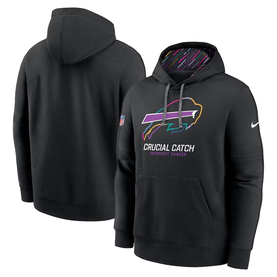 Men's Buffalo Bills Nike Black 2024 NFL Crucial Catch Club Pullover Hoodie - Jersey