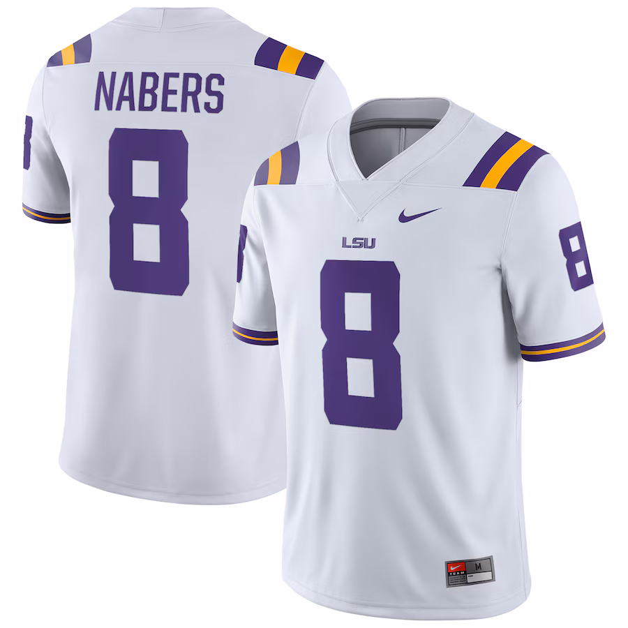 Men's Nike Malik Nabers White LSU Tigers NIL Football Game Jersey - Jersey