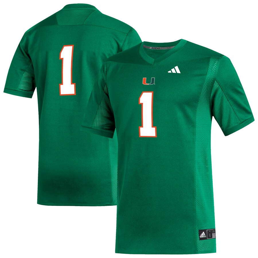 Men's adidas #1 Green Miami Hurricanes Replica Football Jersey - Jersey