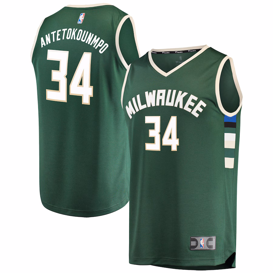 Youth Milwaukee Bucks Giannis Antetokounmpo Fanatics Hunter Green Fast Break Replica Jersey - Icon Edition - Jersey