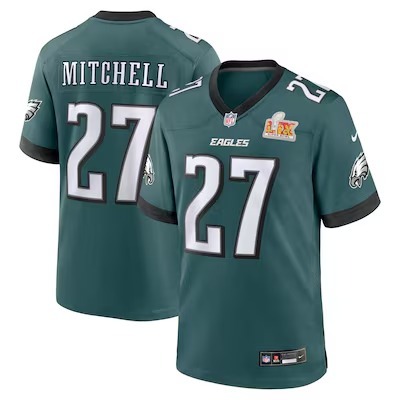 Men's Philadelphia Eagles Quinyon Mitchell Nike Midnight Green Super Bowl LIX Game Player Jersey - Jersey