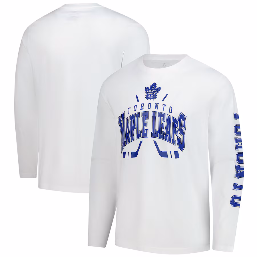Men's Toronto Maple Leafs Fanatics White Force Check Long Sleeve T-Shirt - Jersey