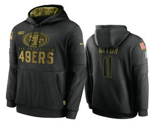 Men's San Francisco 49ers #11 Brandon Aiyuk Black 2020 Salute To Service Sideline Performance Pullover Hoodie - Jersey