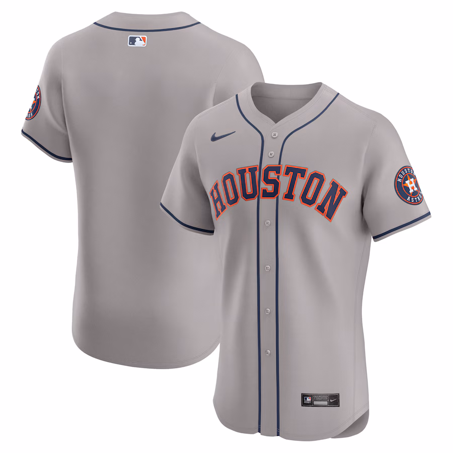 Men's Houston Astros  Nike Gray Road Vapor Premier Elite Patch Jersey - Jersey