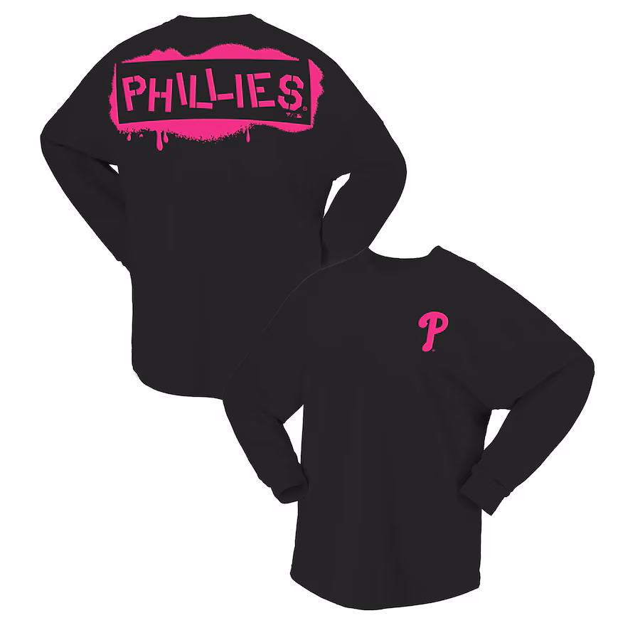 Women's Philadelphia Phillies Fanatics Black Neon Jersey Long Sleeve T-Shirt - Jersey