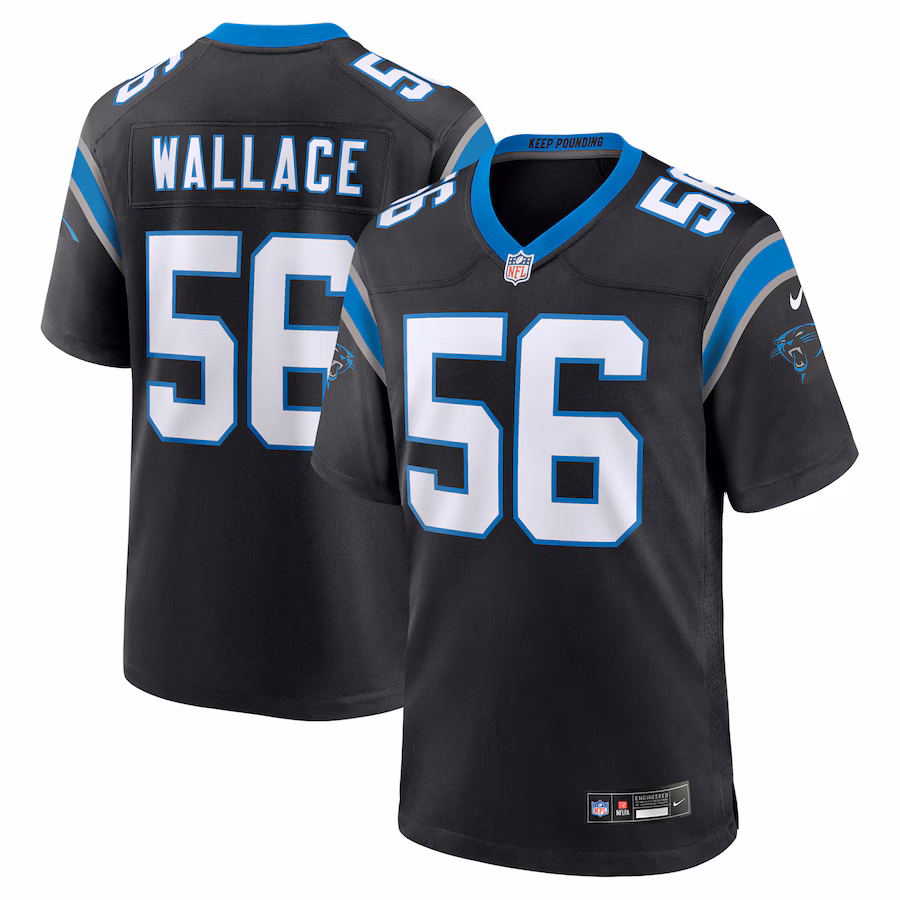 Men's Carolina Panthers Trevin Wallace Nike Black Game Jersey - Jersey